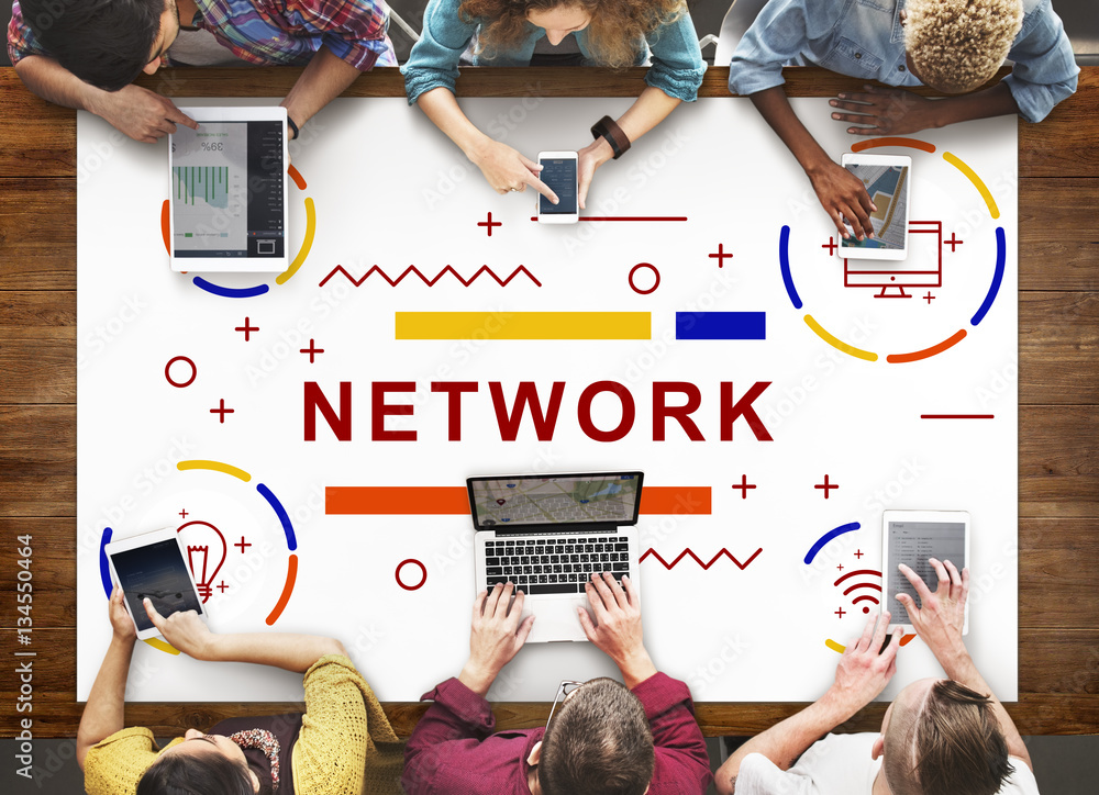 Poster network connection internet social network concept