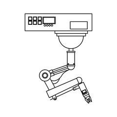 industrial robot machine icon over white background. vector illustration