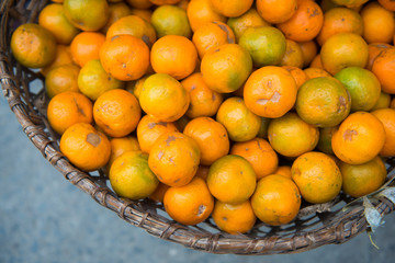 fresh small oranges from garden