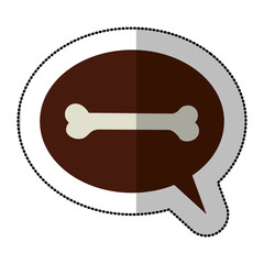 color middle shadow sticker and dialogue sphere with pet bone vector illustration
