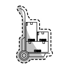handcart with carton boxes  over white background. vector illustration
