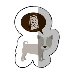 colorful image middle shadow sticker with husky dog thinkin pet bag poop vector illustration