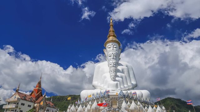 Time-lapse of Five Buddhas at Wat Phra Thad Pha Son Kaew Temple, Phetchabun, Thailand