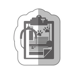 grayscale silhouette with middle shadow sticker with vet medical report vector illustration