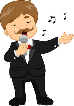 Man Tuxedo Singing Microphone