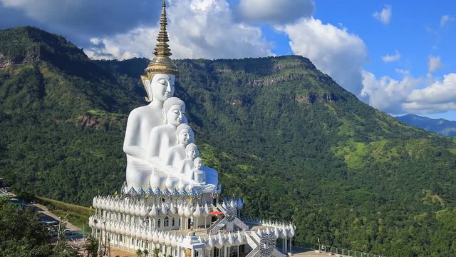 Time-lapse of Five Buddhas at Wat Phra Thad Pha Son Kaew Temple, Phetchabun, Thailand