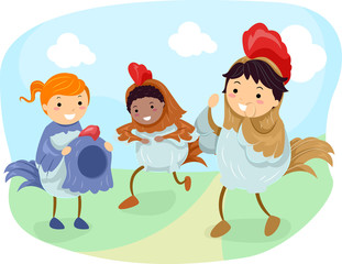 Stickman Kids Dress Chicken