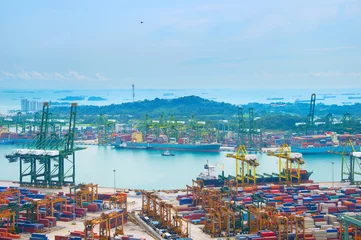 Deurstickers Industrial port Singapore © joyt