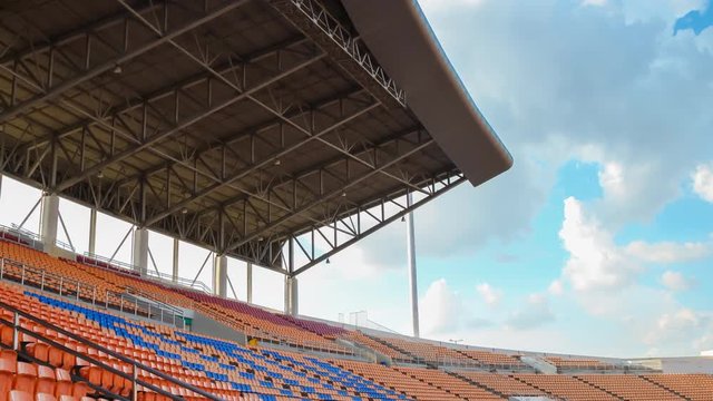 time lapse ,seats in stadium with roof, cloud moving, HD clip