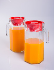 Orange juice or Orange juice in jug on background.