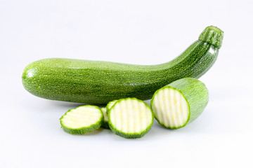 Fresh cutted zucchini isolated on a white background.