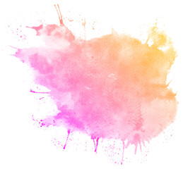 Abstract pink watercolor on white background.The color splashing on the paper.It is a hand drawn.