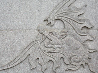 Traditional chinese dragon stone carved.
