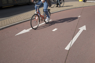 Naklejka premium Bike Lane in Amsterdam; Holland