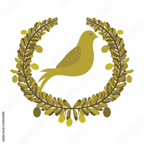 Download "arch of leaves with pigeon with olive branch vector ...