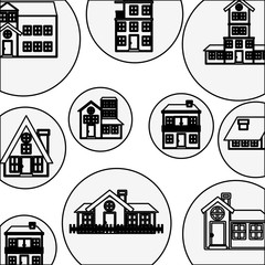 Fototapeta premium silhouette pattern with houses logo design vector illustration