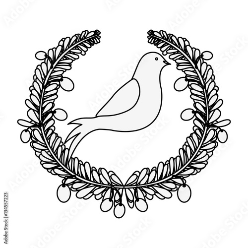 Download "silhouette arch of leaves with pigeon with olive branch ...