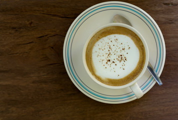 Coffee Cup on Wood Desk Selective Focus
