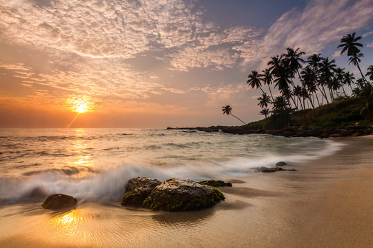 Sandy beach at dawn. Sri Lanka