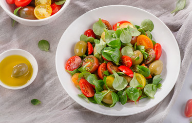 Fresh salad with cherry tomatoes.