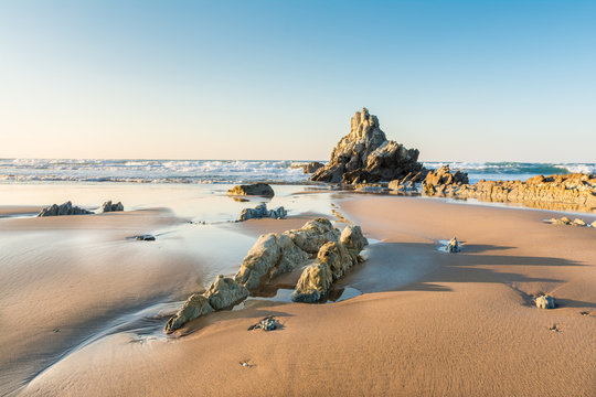 sundown at bilbao beach, spain