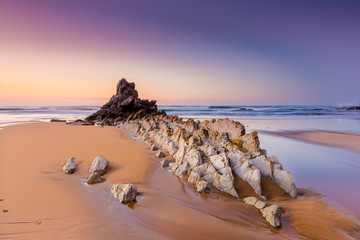 sundown at bilbao beach, spain