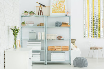 Light flat with bookcase
