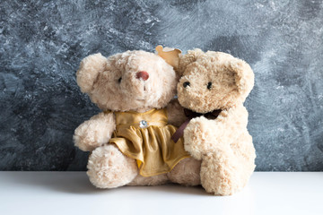 Cute teddy bears sitting on  background for valentine