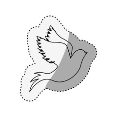 sticker of silhouette pigeon start to fly vector illustration