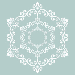 Elegant vector round white ornament in classic style. Abstract traditional pattern with oriental elements, Classic vintage pattern