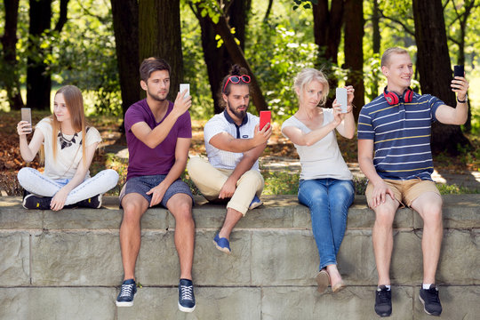Young people and selfie