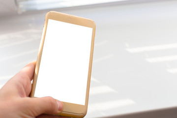 Close up of a woman using mobile smart phone outdoor