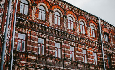 Brick old building in the center of Moscow