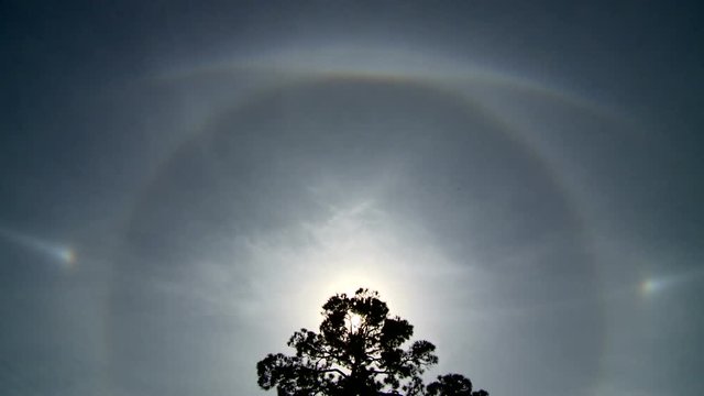 Spectacular Solar Halo Display in Thin Cirrus Clouds