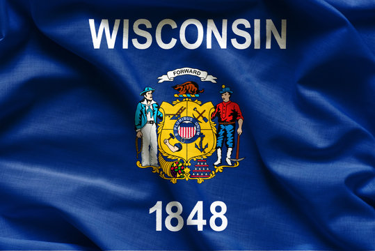 Flags of the U.S. states: Waving Fabric Flag  Wisconsin