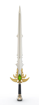 Antique sword isolated on white background. 3D illustration