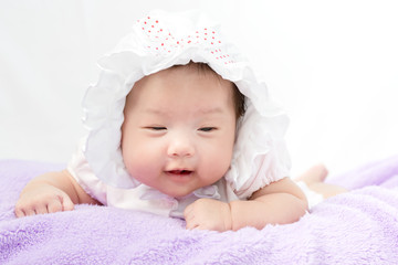 Portrait of adorable baby girl with hat