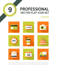 Shopping flat icon set