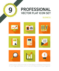 Business flat icon set