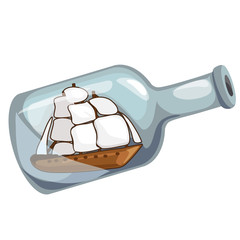 Vintage ship in a transparent bottle. Vector