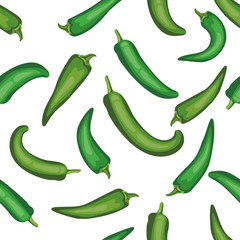 Seamless chile pepper pattern. Tile green vegetable pattern. 