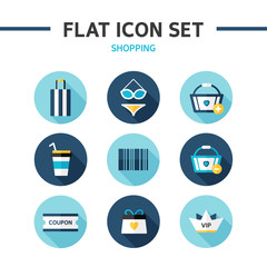 Shopping flat icon set
