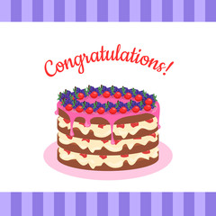 Congratulations Cake Banner Postcard Greeting Card