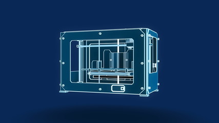 3d printer wire style, 3d illustration