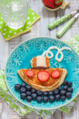 Pancakes with berries for kids