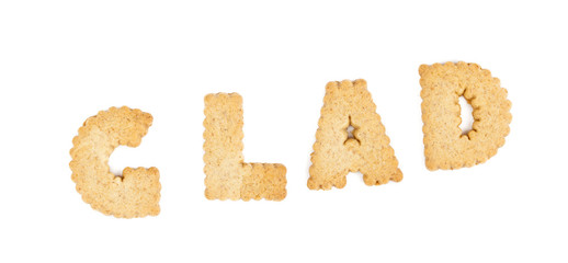 GLAD bokstavs kex bildar ordet Glad