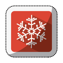color square with middle shadow sticker with snowflake vector illustration