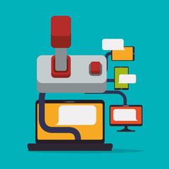 online game technology device joystick connect vector illustration
