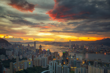 Cityscape of Hong kong and Kowloon