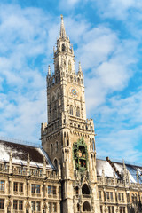 Fototapeta na wymiar Tower Clock Town Hall Munich Marienplatz Germany
